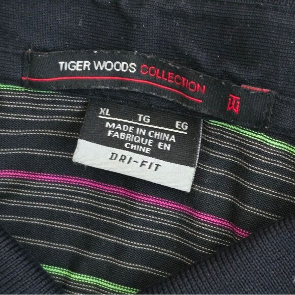 Nike Tiger Woods Golf Polo Mens XL Striped Dri-FIT Performance Shirt - Picture 3 of 5